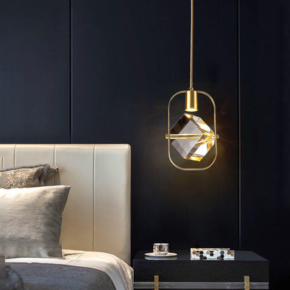 Modern Simplicity Crystal Square 1-Light Pendant Light For Bedroom
