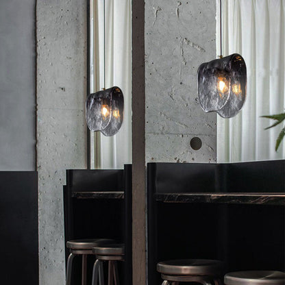 Modern Minimalist Arched Full Copper Blister Pattern Glass 1-Light Pendant Light For Living Room