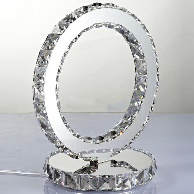 Luxury Crystal Round Stainless Steel LED Table Lamp