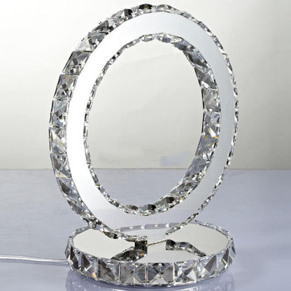Luxury Crystal Round Stainless Steel LED Table Lamp