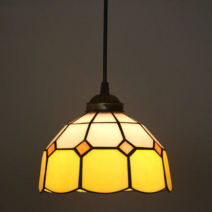 Tiffany Stained Glass Dome Shade European 1-Light Pendant Light