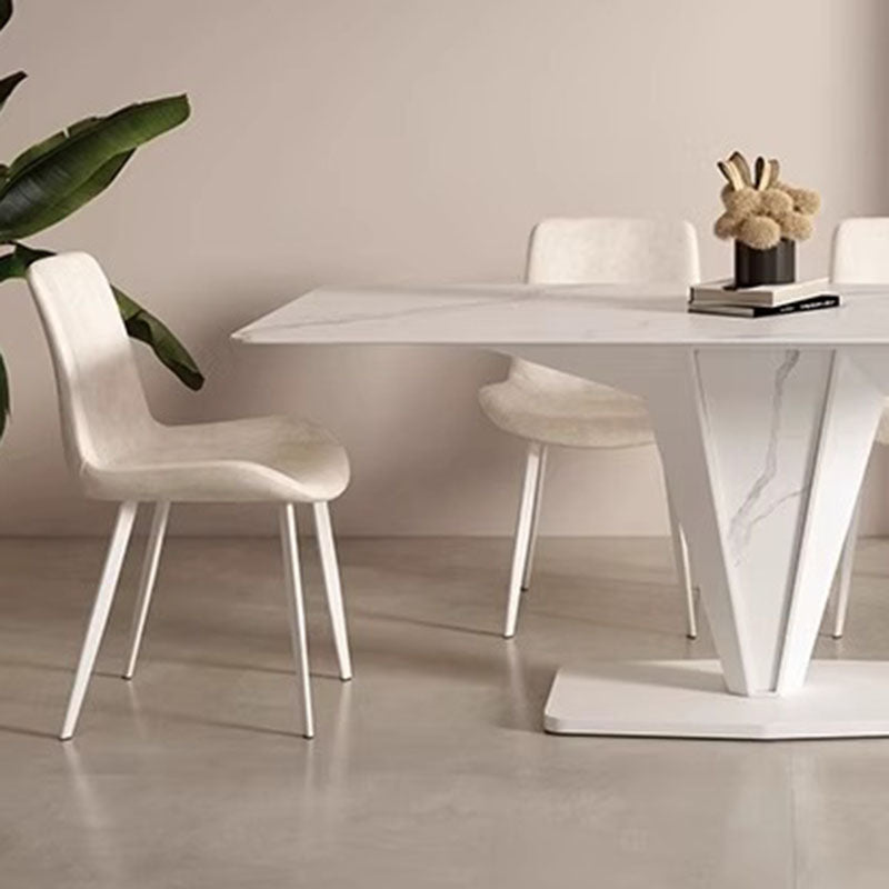 Contemporary Scandinavian PU Leather Carbon Steel Sponge Square Curved Dinining Chair Backrest For Dining Room