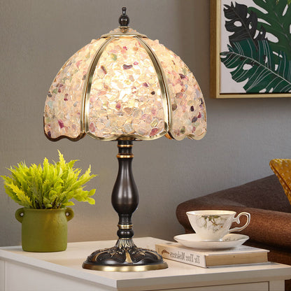 Contemporary Creative Colored Crystal Copper Flower 1-Light Table Lamp For Bedroom