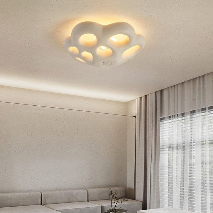 Nordic Minimalist Polystyrene Round Petal 3-Light Flush Mount Ceiling Light