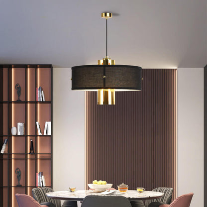 Modern Luxury Black Drum Gold Metal 1-Light Pendant Light