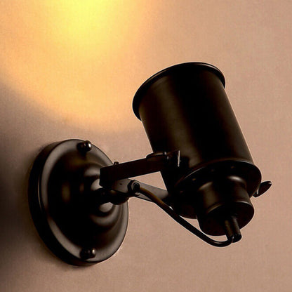 Traditional Vintage Cylinder Iron 1-Light Wall Sconce Lamp For Bedroom