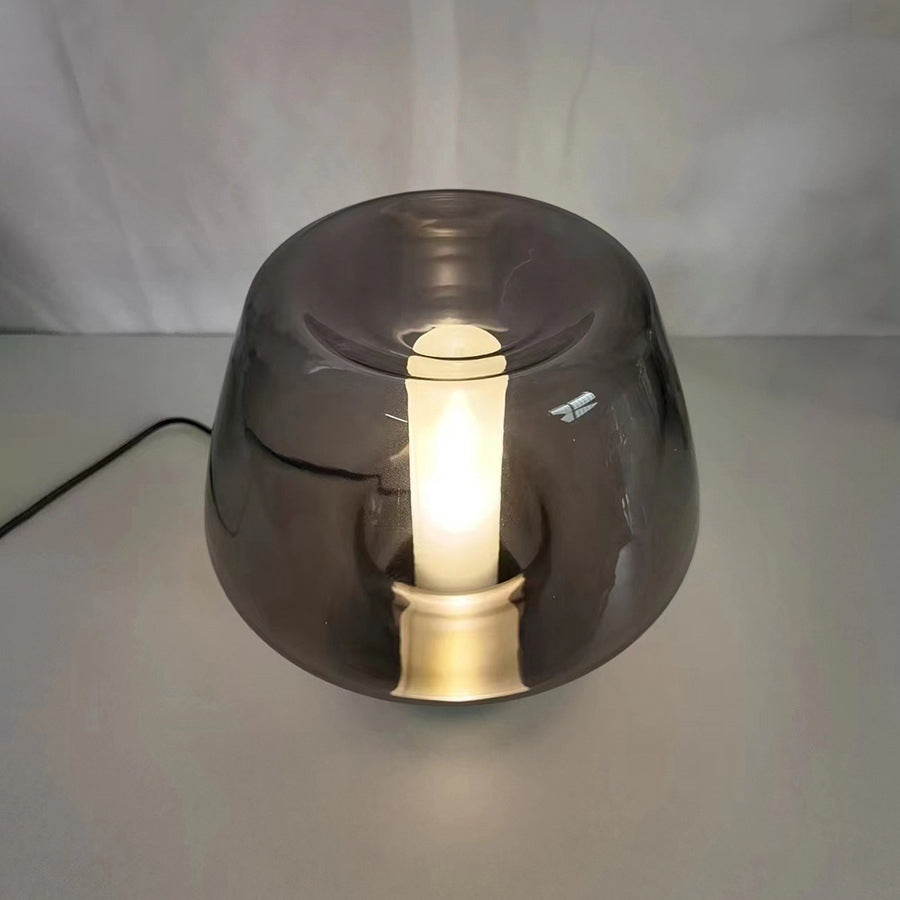 Modern Minimalist Round Glass Metal 1-Light Table Lamp For Bedroom