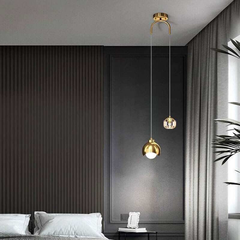 European Style Light Luxury Iron Brass LED Island Light Chandelier