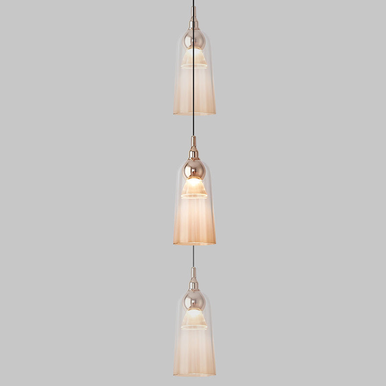 Contemporary Nordic Gradient Acrylic Cup Shade Aluminum LED Pendant Light For Dining Room