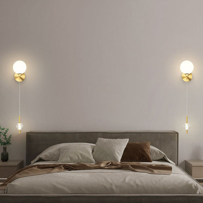 Modern Minimalist Copper Crystal 1-Light Wall Sconce Lamp
