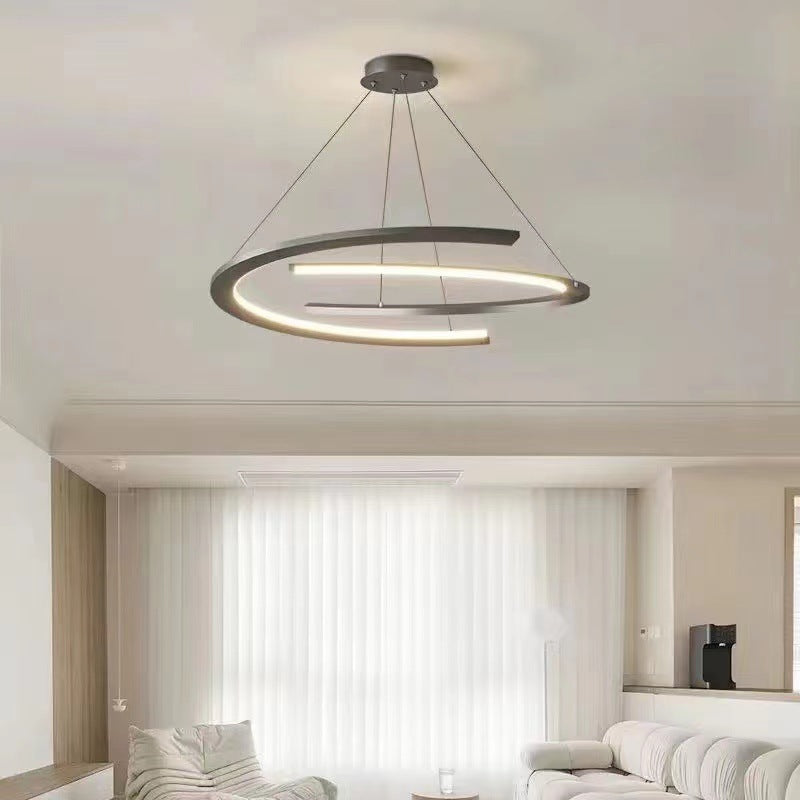 ثريا LED منحنية من الألومنيوم والسيليكون بتصميم عصري بسيط لغرفة المعيشة