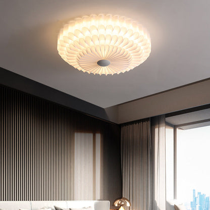Contemporary Nordic Round Petal Iron Acrylic LED Flush Mount Ceiling Light For Bedroom