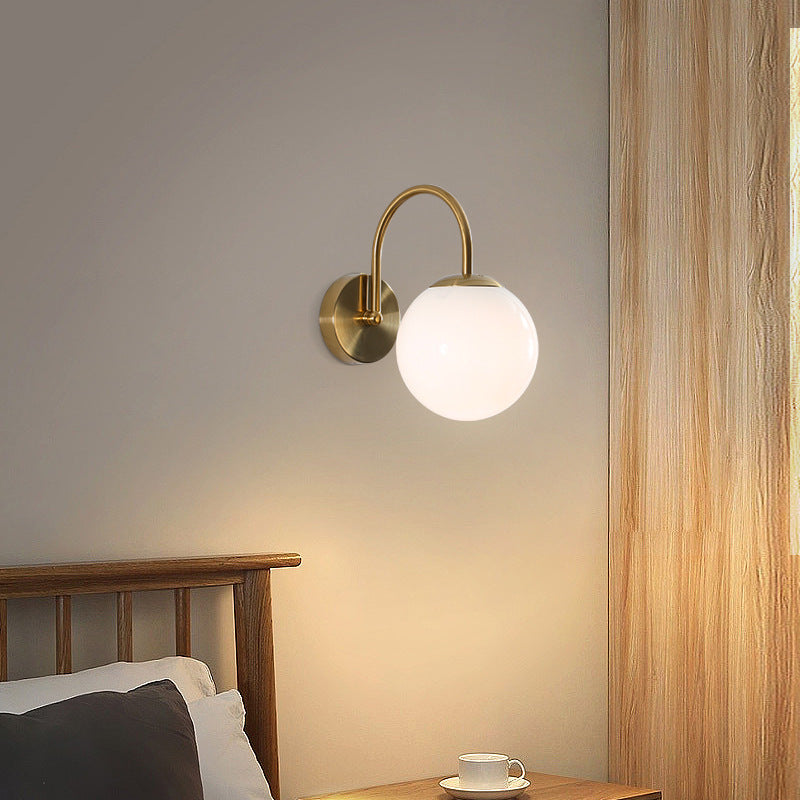 Traditional French Iron Ceramic Ball Ribbed Flower Bud 1-Light Wall Sconce Lamp For Bedside
