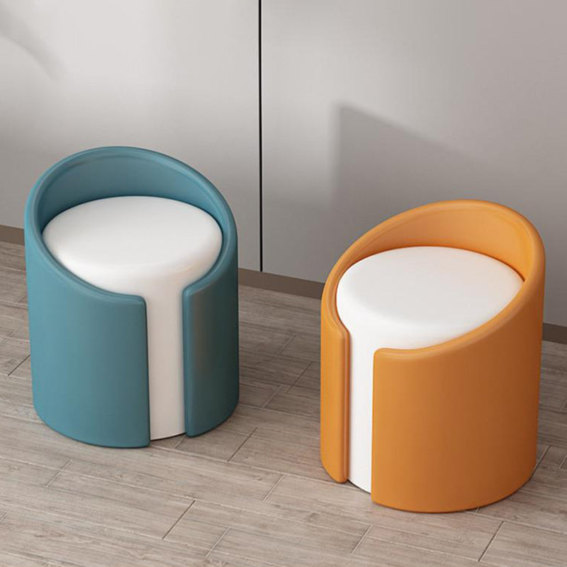 Modern Minimalist PU Leather Wood Sponge Round Cylinder Vanity Stool Backrest For Bedroom