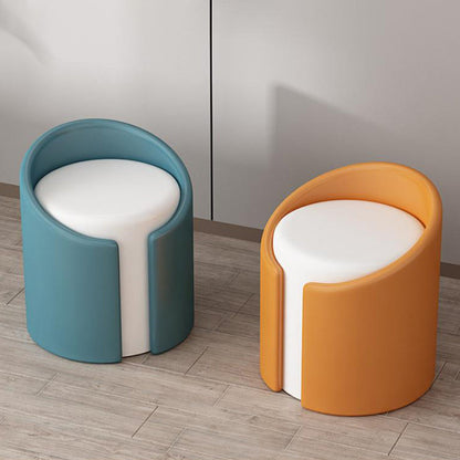 Modern Minimalist PU Leather Wood Sponge Round Cylinder Vanity Stool Backrest For Bedroom