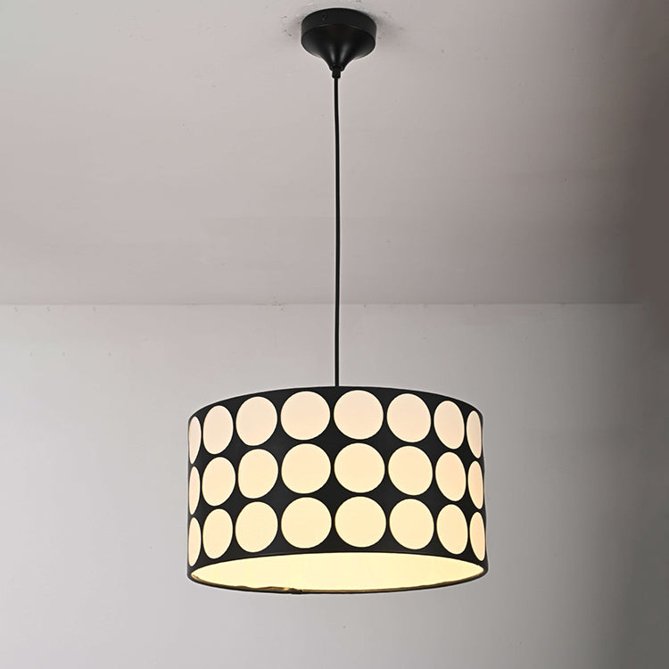 Contemporary Retro Drum Checkerboard Leather Lampshade 3-Light Pendant Light For Dining Room