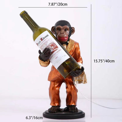 Contemporary Creative Orangutan Wine Bottle Glass Resin 1-Light Table Lamp For Living Room