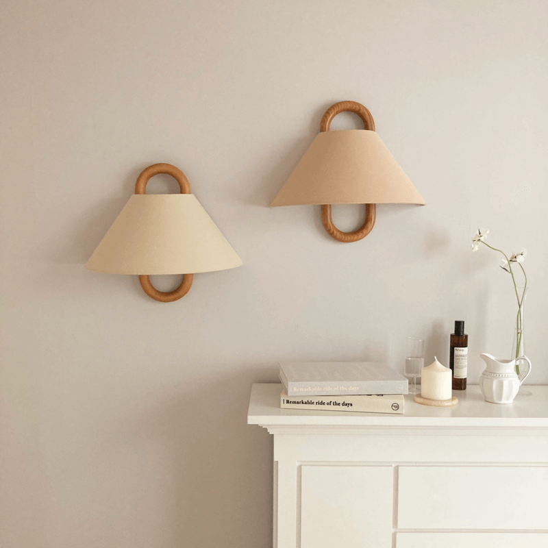 Modern Original Solid Wood Pleated Semi-Circle 1-Light Wall Sconce Lamp