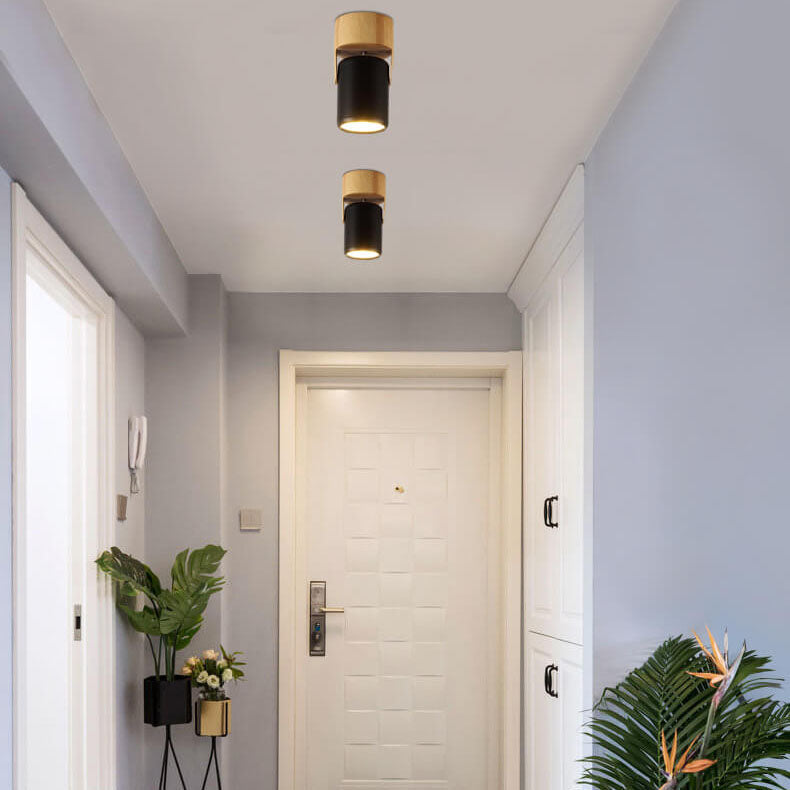 Minimalist Wooden Long Spotlight Track Light 1/3 Light LED Flush Mount Ceiling Light