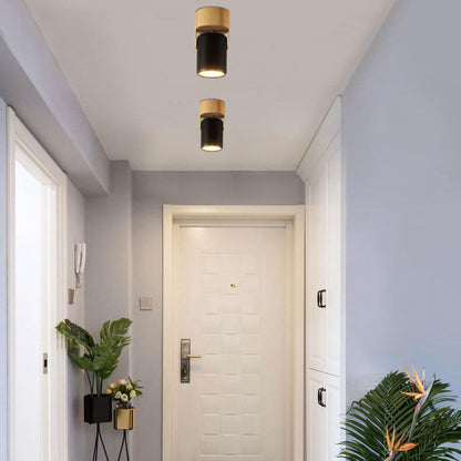 Minimalist Wooden Long Spotlight Track Light 1/3 Light LED Flush Mount Ceiling Light