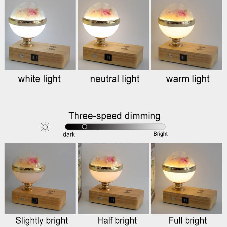 Creative Permanent Flower Night Light Smart Bluetooth Speaker LED Wireless Rechargeable Table Lamp