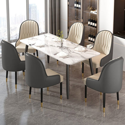 Modern Simplicity Leather Sponge Carbon Steel Metal Square Dining Chair Backrest Armrest For Dining Room