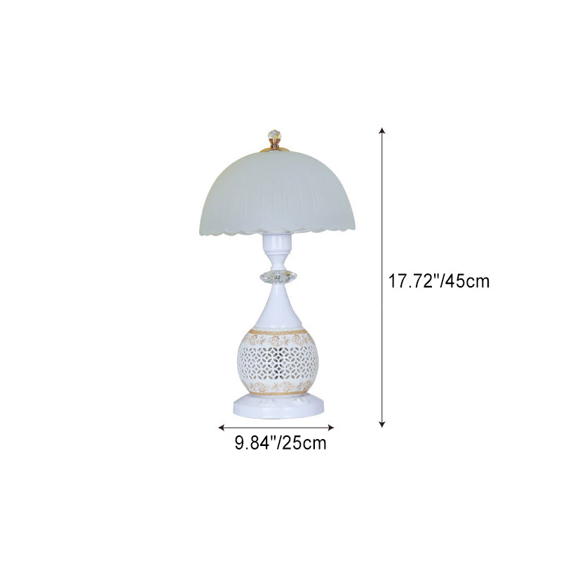 Contemporary Scandinavian Flower Umbrella Glass Ceramic 1-Light Table Lamp For Bedroom