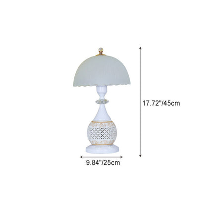 Contemporary Scandinavian Flower Umbrella Glass Ceramic 1-Light Table Lamp For Bedroom