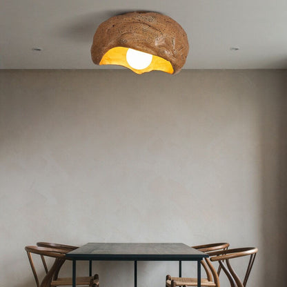 Japanese Creative Resin Rock Texture 1-Light Flush Mount Ceiling Light