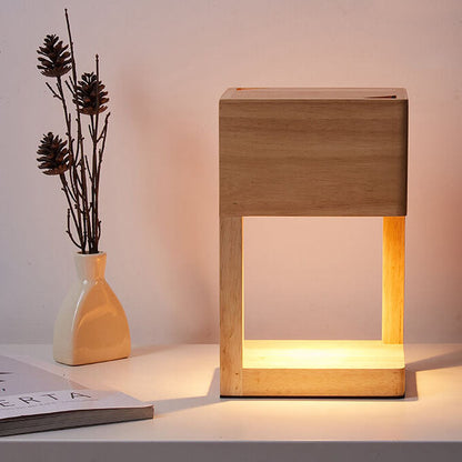 Modern Log Square Geometry 2-Light Melting Wax Table Lamp