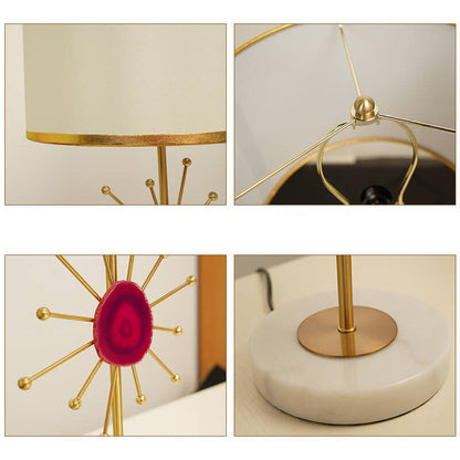 European Light Luxury Fabric Agate Base 1-Light Table Lamp