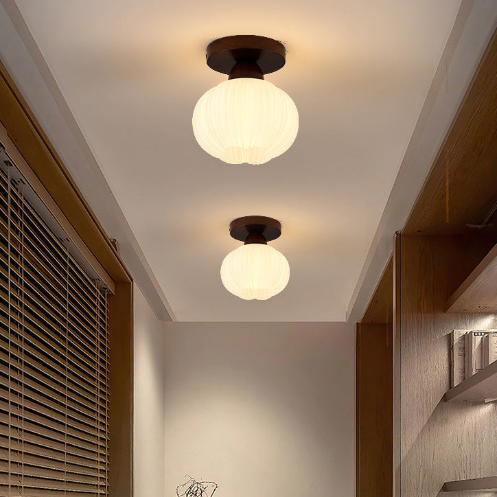 Contemporary Vintage Flower Wood Acrylic 1-Light Semi-Flush Mount Ceiling Light For Living Room