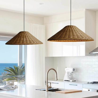 Japanese Vintage Wabi-sabi Rattan Weaving 1-Light Pendant Light