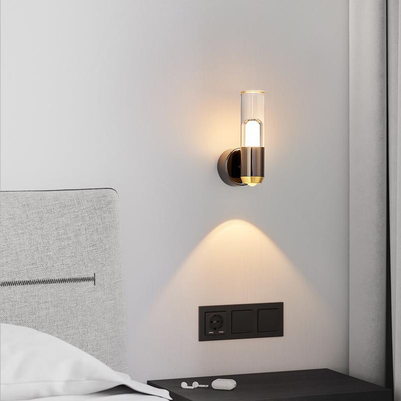 Contemporary Scandinavian Cylindrical Iron Aluminum Acrylic LED Wall Sconce Lamp For Living Room