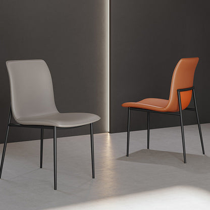 Modern Minimalist PU Leather Carbon Steel Sponge Square Dining Chair Backrest For Dining Room
