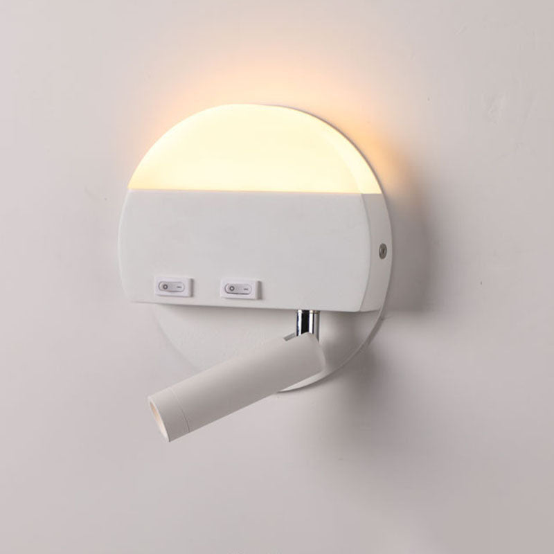 مصباح حائط للقراءة LED مصنوع من الأكريليك والألومنيوم بتصميم دائري مربع بسيط وحديث 