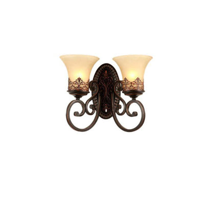 Traditional Vintage Round Glass Iron 1/2 Light Wall Sconce Lamp For Bedroom