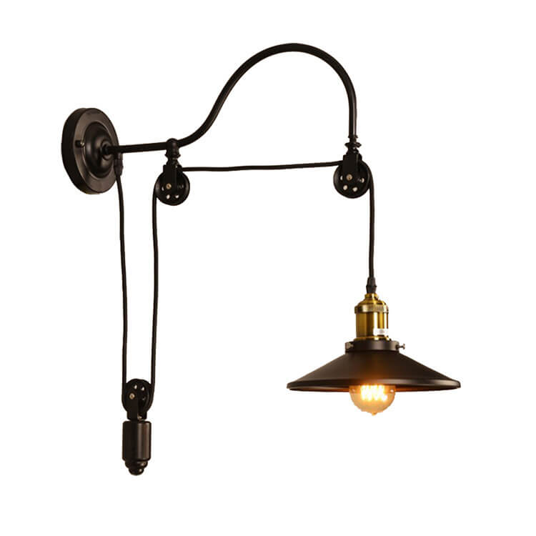 Contemporary Industrial Iron Round 1-Light Wall Sconce Lamp For Hallway