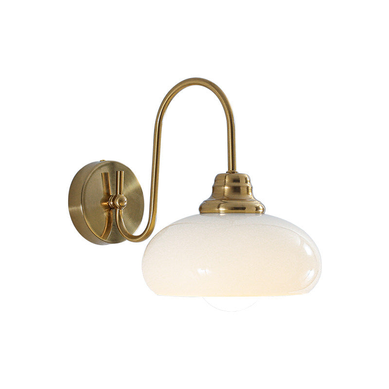 Traditional French Iron Ceramic Ball Ribbed Flower Bud 1-Light Wall Sconce Lamp For Bedside