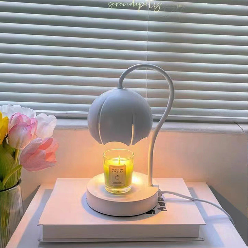 Contemporary Nordic Iron Glass Wood Flower 1-Light Melting Wax Table Lamp For Bedside