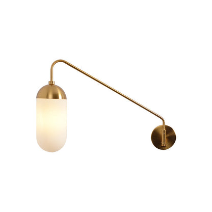 Nordic Light Luxury Glass Column 1-Light Swing Arm Long Pole Wall Sconce Lamp