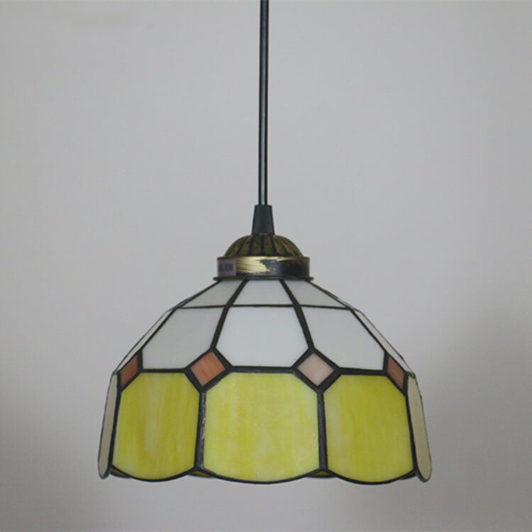 Tiffany Stained Glass Dome Shade European 1-Light Pendant Light