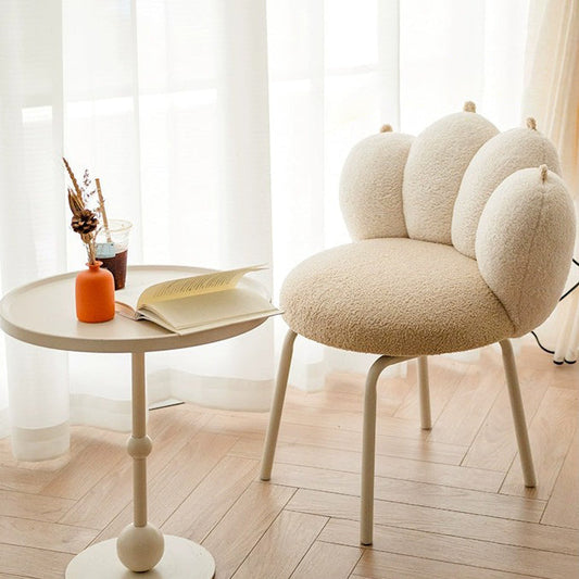 Contemporary Creative Cat's Paw Lambswool Metal Vanity Stool Backrest For Bedroom