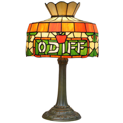 Traditional Tiffany Round Umbrella-Shaped Stained Glass Resin Iron 1-Light Table Lamp For Bedroom