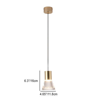 Contemporary Nordic Full Copper Acrylic Semi-Conical LED Pendant Light For Bedroom