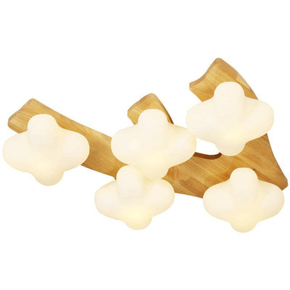 Japanese Cream Logs Cloudy Plum 3/5 Light Flush Mount Ceiling Light