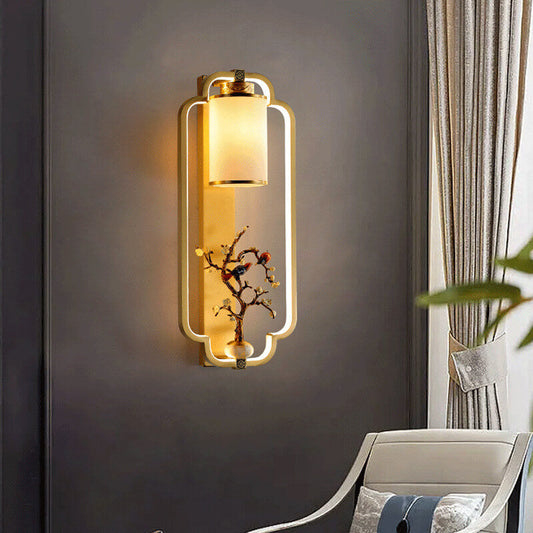 مصباح حائط LED بتصميم عقدة حلقية من النحاس الصيني الحديث 
