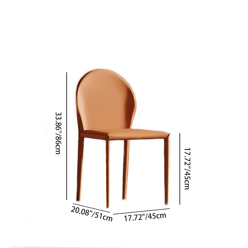 Modern Minimalist Square Half Oval Faux Leather Metal Dining Chair Backrest For Dining Room