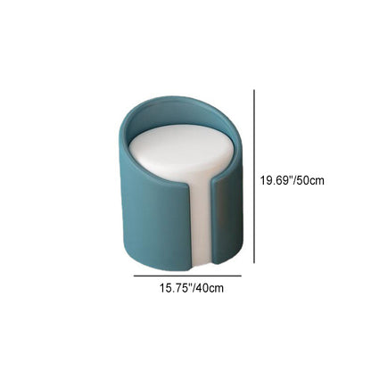 Modern Minimalist PU Leather Wood Sponge Round Cylinder Vanity Stool Backrest For Bedroom