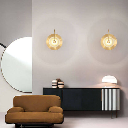 مصباح حائط LED دائري فاخر من Nordic Light مصنوع من المعدن والزجاج 